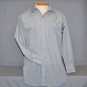 Vintage Sheplers Men's Shirt Size 16 Gray Long Sleeve Western Pearl Snap Shirt w